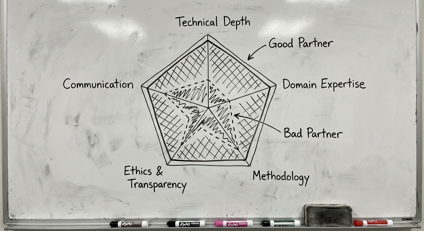 AI partner evaluation radar chart