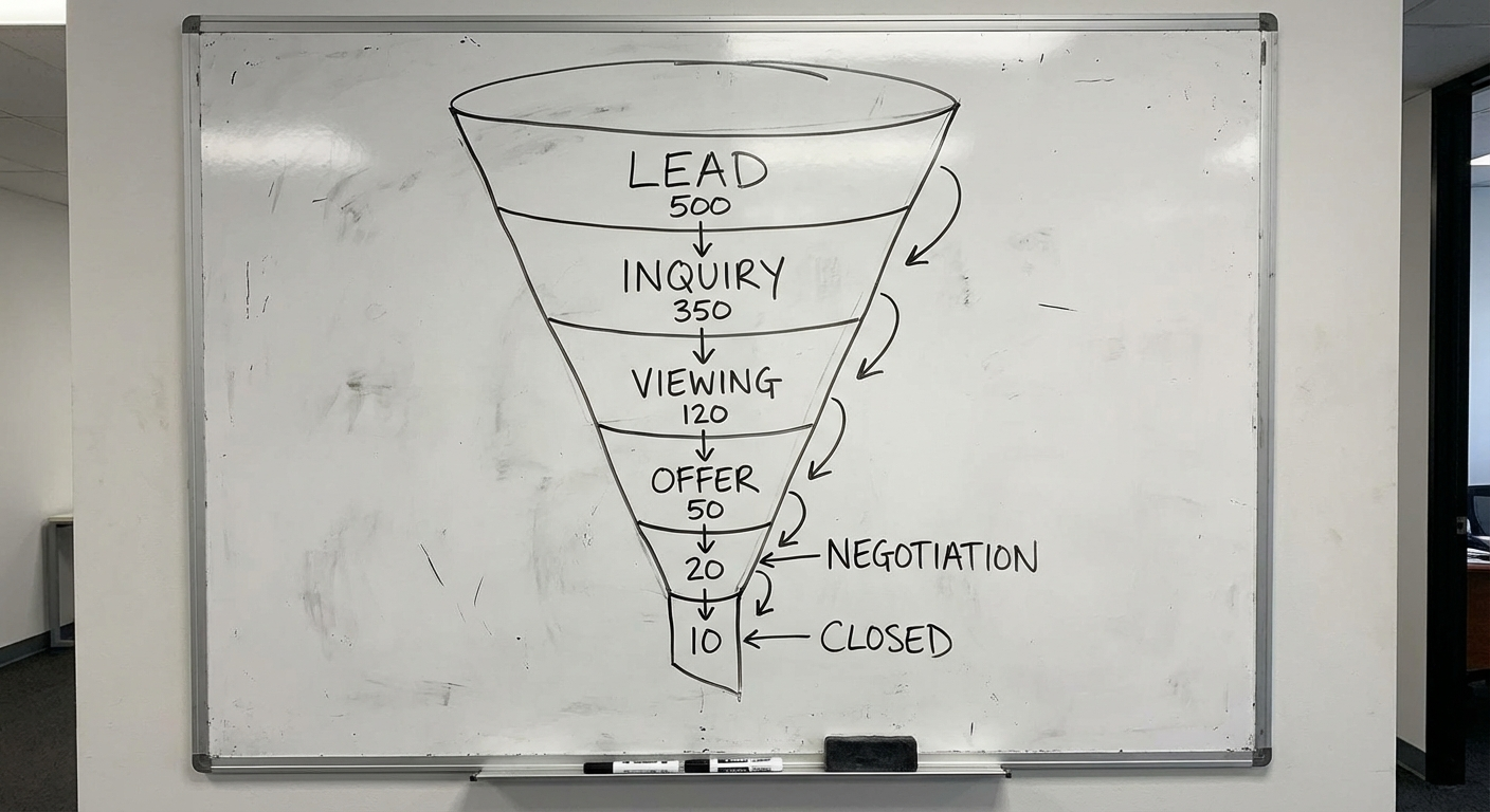 Real estate CRM sales pipeline from lead to settlement