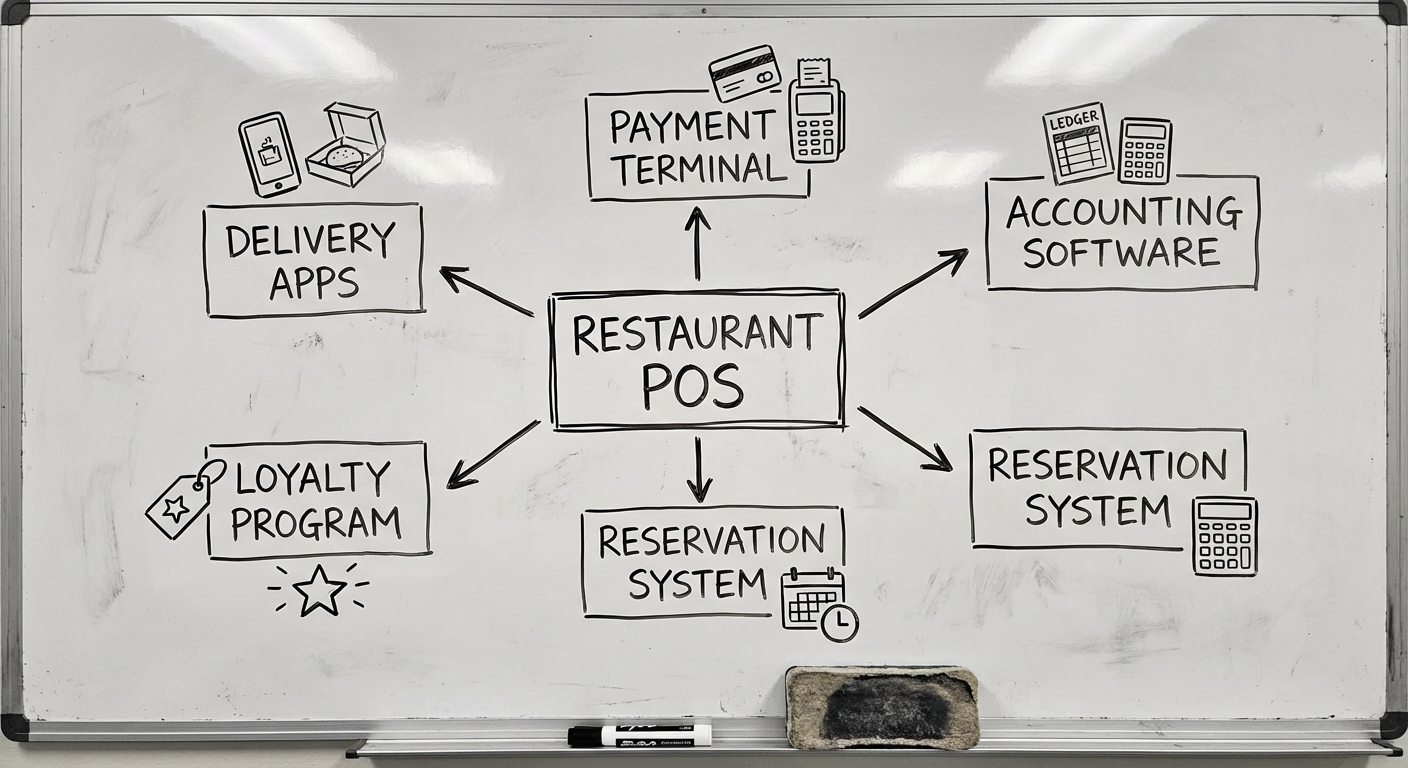 Restaurant POS integration ecosystem with third-party services
