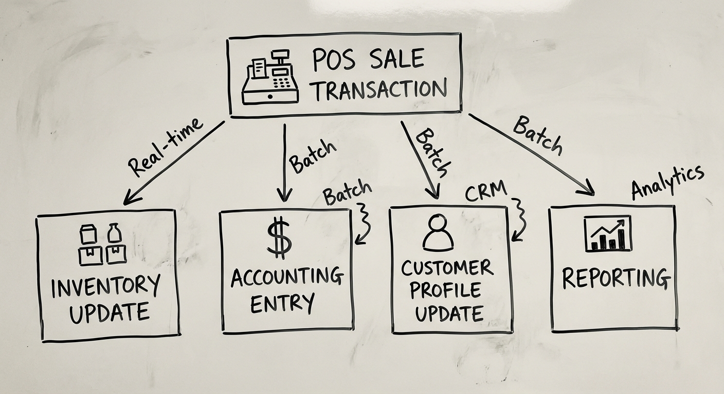 Data flow in a retail POS system from transaction to business intelligence